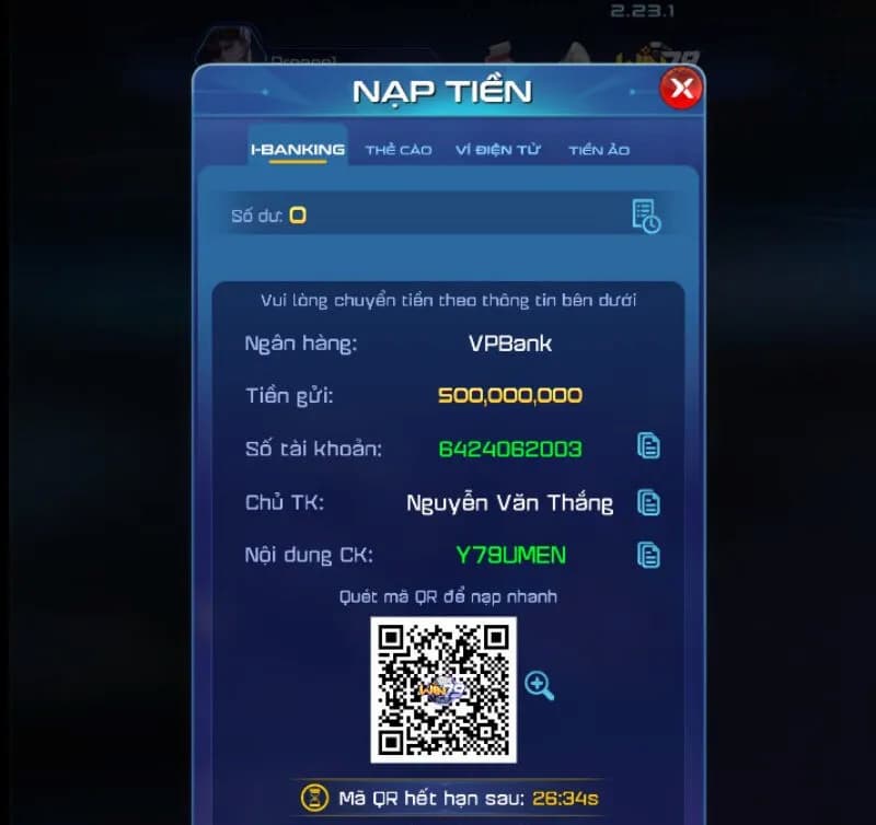 Nạp tiền rút tiền 2 Các phương thức nạp tiền SClub88