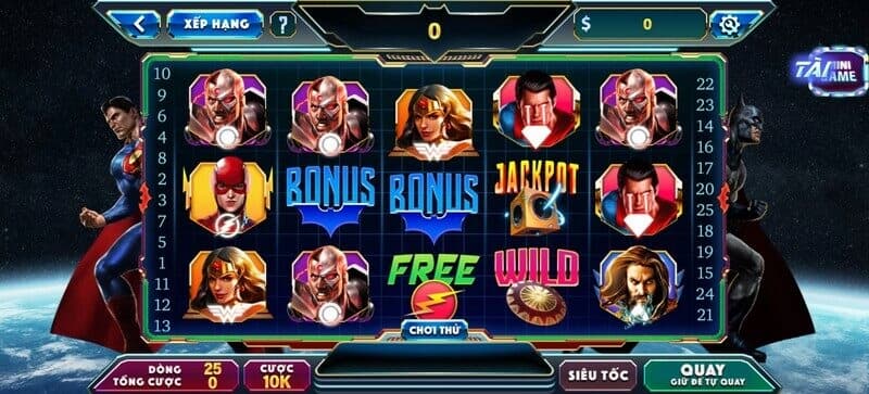 Nổ hũ Justice League SClub88: Quay hũ hay, trúng trăm triệu 3 quay hũ Justice League đa dạng